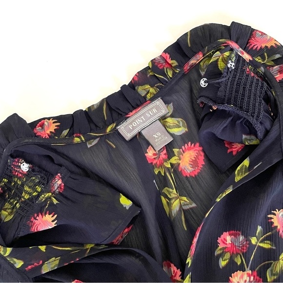 J. Crew Point Sur Floral Ruffle Cap Sleeve Blouse - Picture 7 of 9